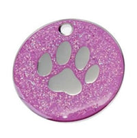 Pink Paw Print Glitter Tag